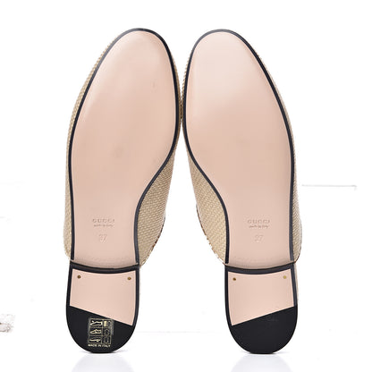 Gucci Straw Elaphe Womens Princetown Slippers 37 Natural Cream Brown 5 of 9