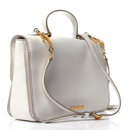 Miu Miu Goatskin Madras Shoulder Bag White 4 of 13