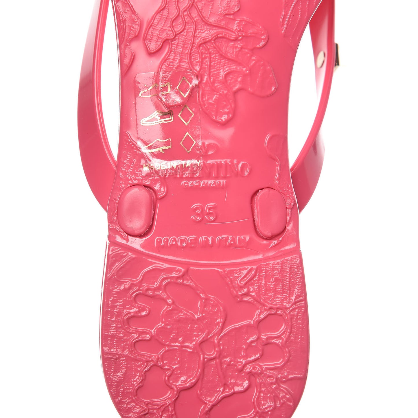 PVC Jelly Rockstud Bow Thong Sandals 35 Sweet Pink