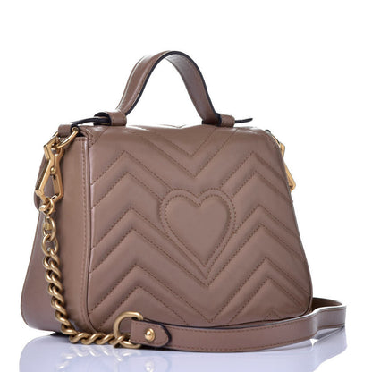 Gucci Calfskin Matelasse Mini GG Marmont Top Handle Shoulder Bag Porcelain Rose 4 of 10