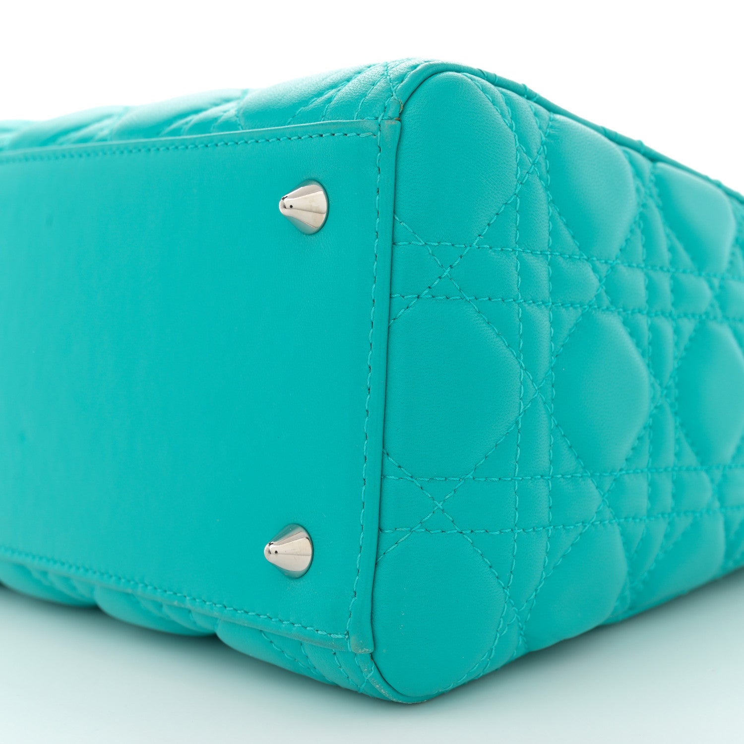 Christian Dior Lambskin Cannage Medium Lady Dior Turquoise 10 of 11