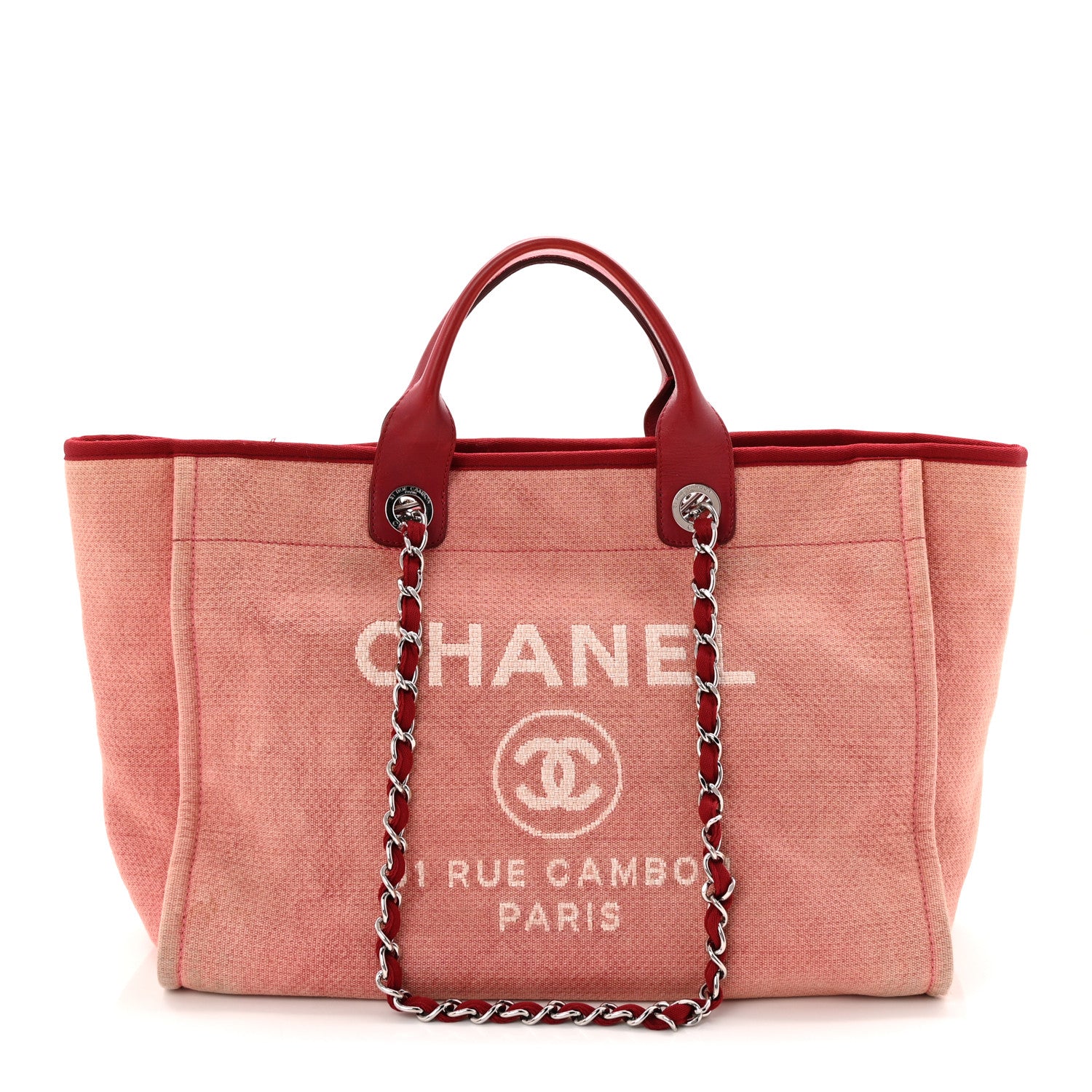 Chanel Canvas Medium Deauville Tote Red 1 of 14