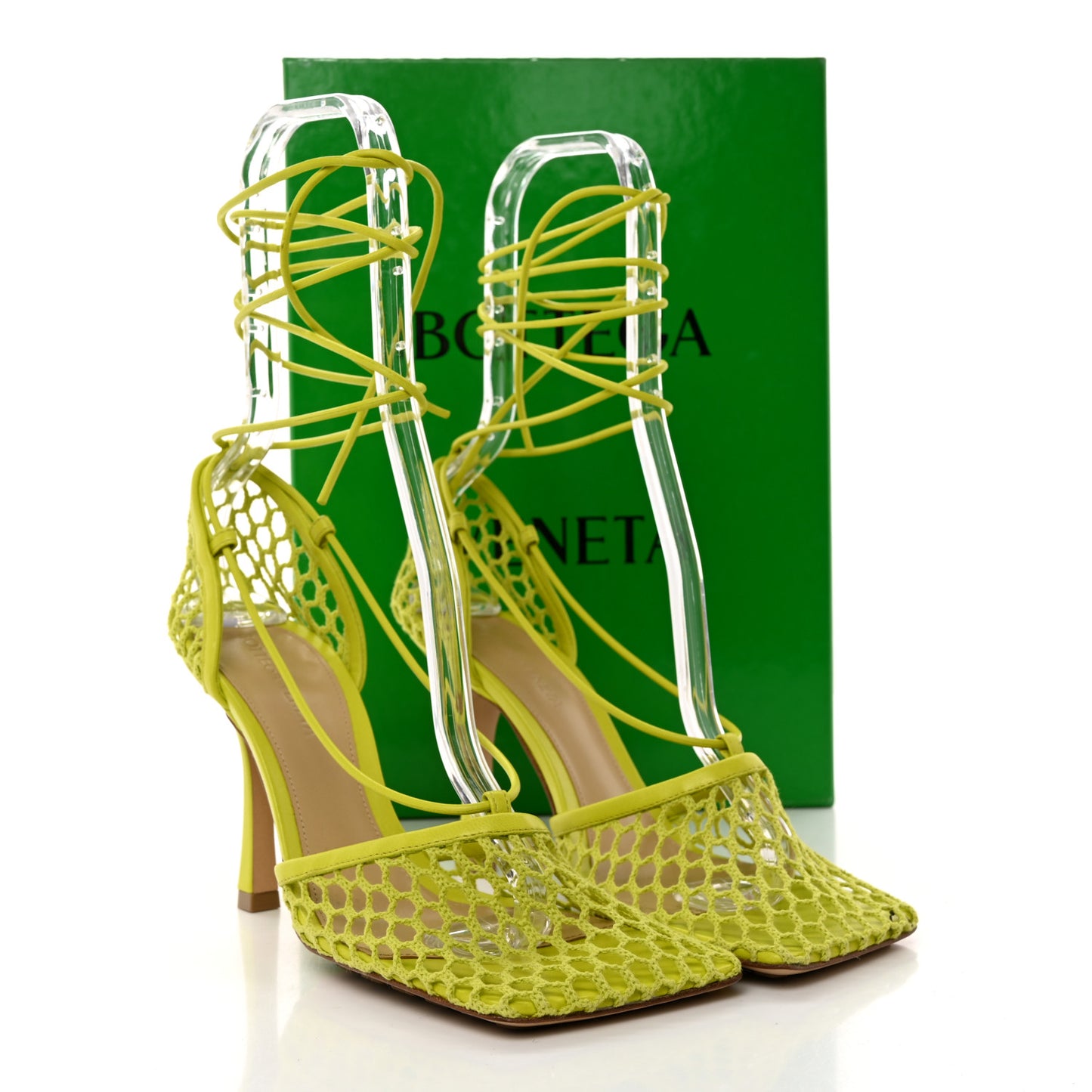 Mesh Nappa Stretch Ankle Tie Sandals 37 Kiwi