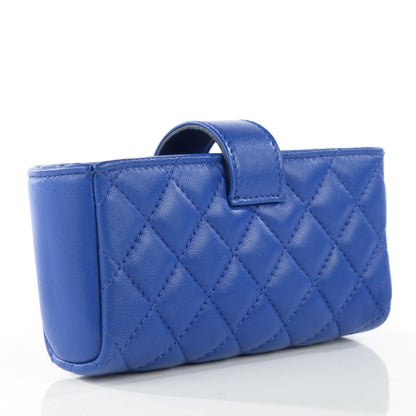 Chanel Lambskin Quilted Mini Phone Holder Clutch Dark Blue 3 of 9
