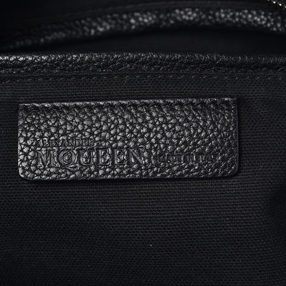 Alexander McQueen Pebbled Calfskin Small Skull Padlock Zip Around Tote Black 7 of 15