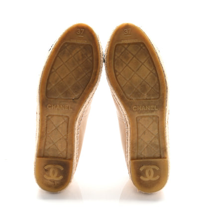 Chanel Lambskin CC Espadrilles 37 Beige Black 6 of 9