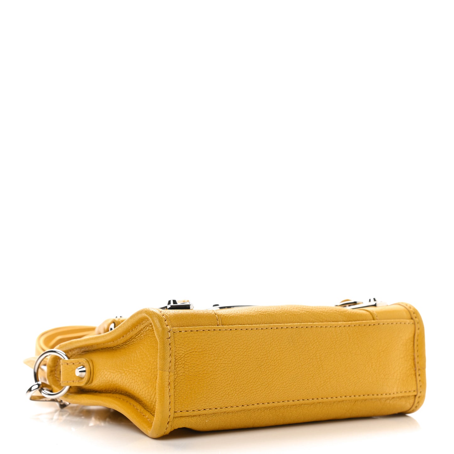 Chevre Silver Metallic Edge Hardware Nano City Jaune Epi