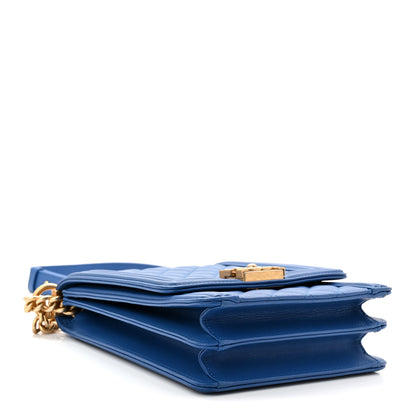 Chanel Calfskin Quilted North South Boy Flap Blue 4 of 10