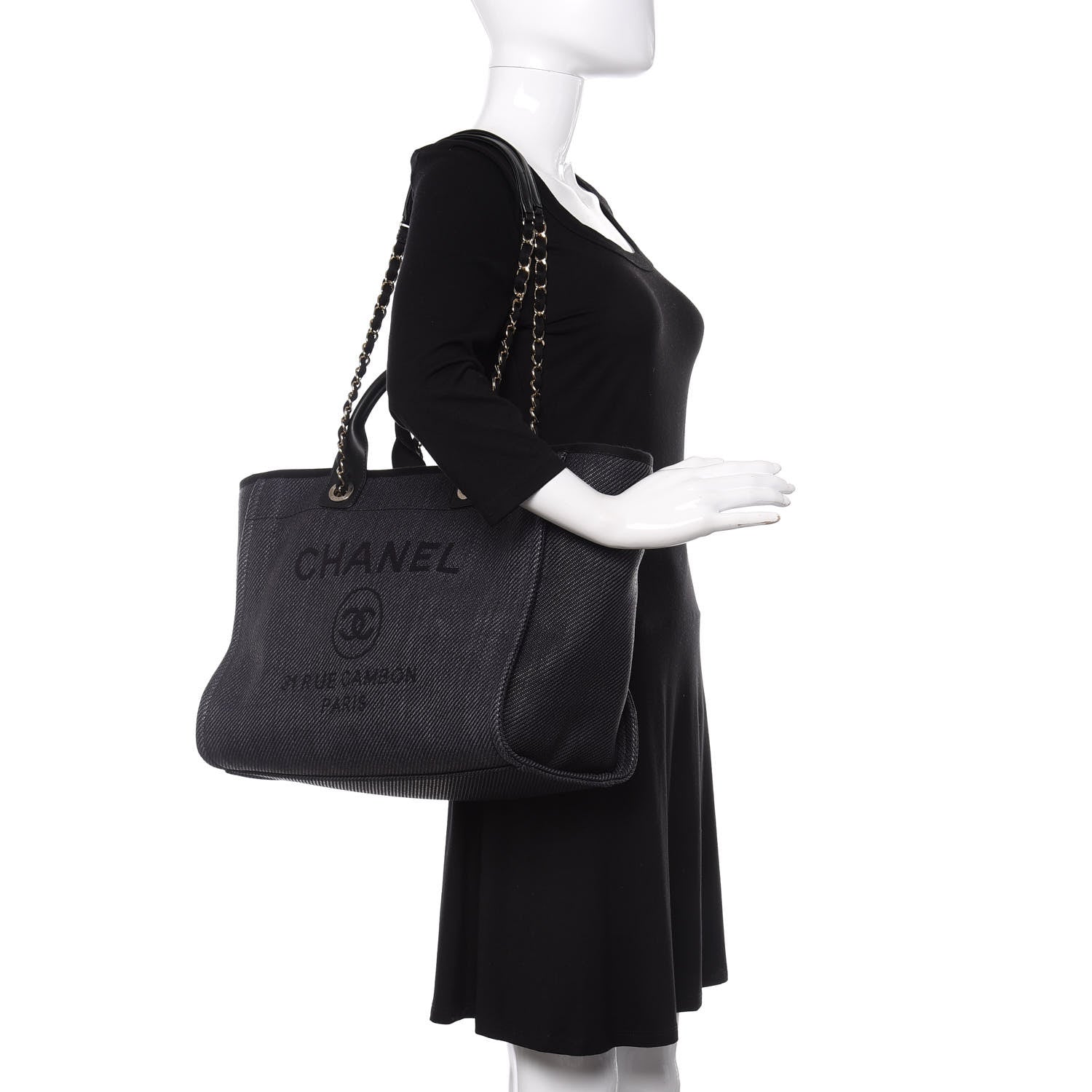 Chanel Mixed Fibers Medium Deauville Tote Black 2 of 12