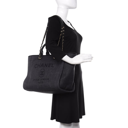 Chanel Mixed Fibers Medium Deauville Tote Black 2 of 12