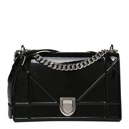Christian Dior Patent Medium Diorama Flap Bag Black 1 of 13