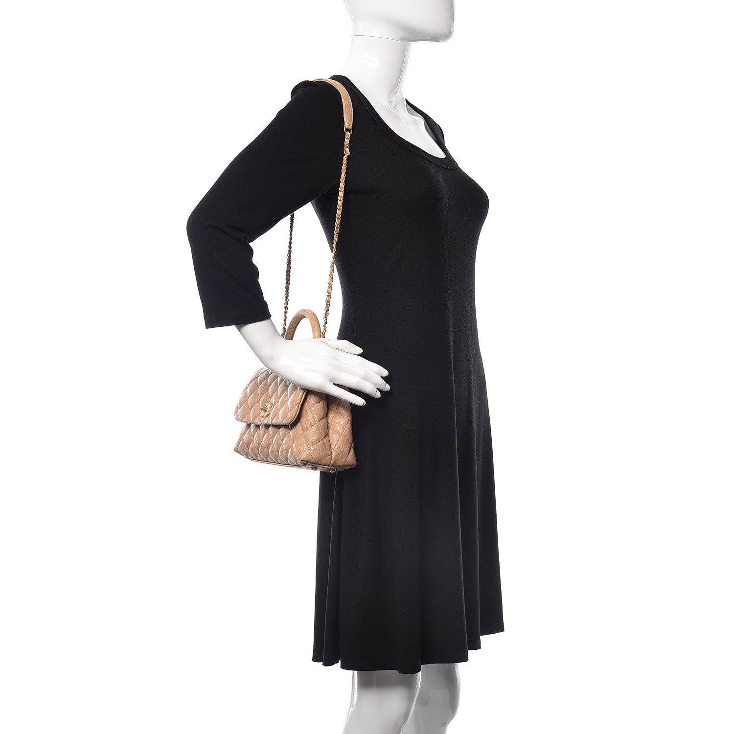 Chanel Caviar Quilted Mini Coco Handle Flap Beige 2 of 10