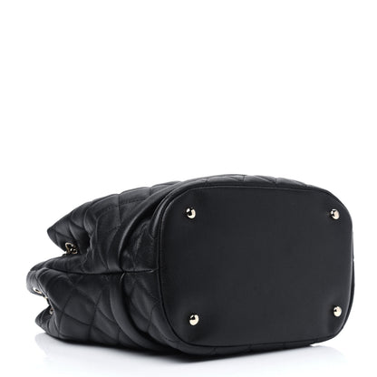 Chanel Caviar Quilted Large Rolled Up Bucket Drawstring Bag Black 5 of 12