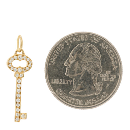 Tiffany 18K Yellow Gold Diamond Mini Vintage Oval Key Pendant 2 of 5