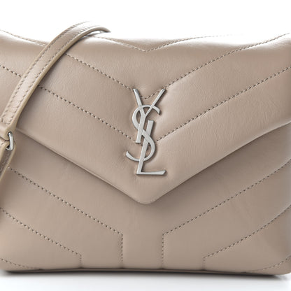 Saint Laurent Calfskin Y Quilted Monogram Toy Loulou Crossbody Bag Dusty Grey 9 of 10