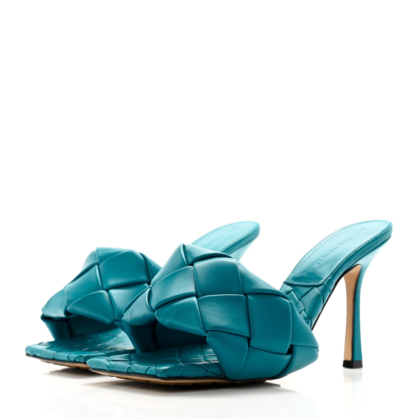 Nappa Maxi Intrecciato Lido 90mm Mule Sandals 38 Vintage Blue