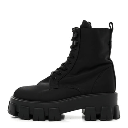 Prada Re-Nylon Gabardine Metal Triangle Logo Monolith Pouch Pocket 55mm Boots 39 Black 1 of 9