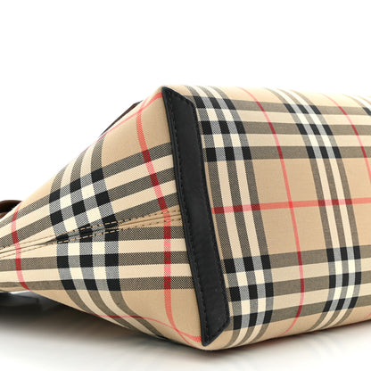 Burberry Calfskin House Check Medium Society Top Handle Bag Archive Beige Black 8 of 9
