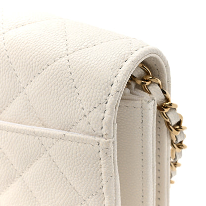 Chanel Caviar Quilted Square Wallet On Chain WOC White 13 of 14