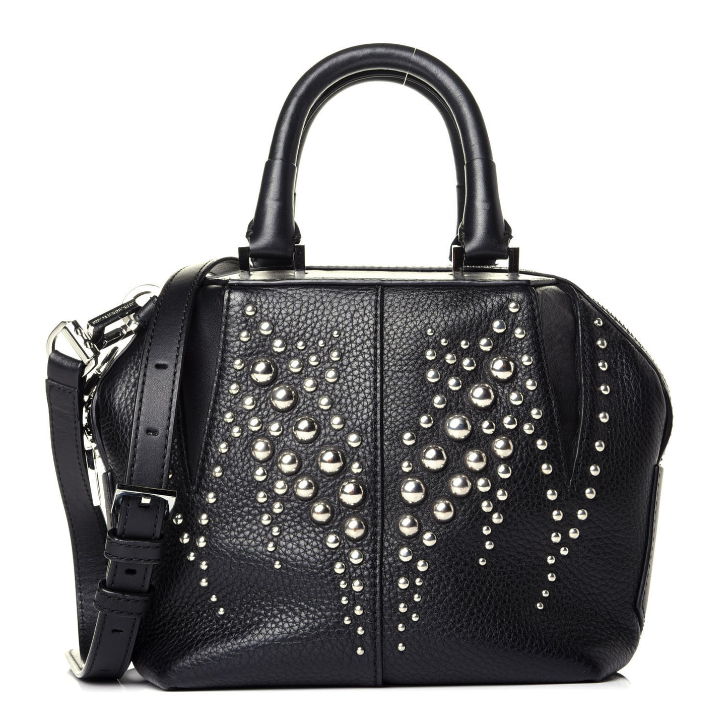 Pebbled Calfskin Studded Small Emile Black