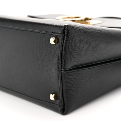 Salvatore Ferragamo Hammered Calfskin Gancini Top Handle Bag Black 9 of 9