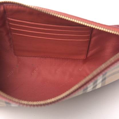 Burberry Haymarket Check Small Peyton Crossbody Clutch Bag Red 5 of 12