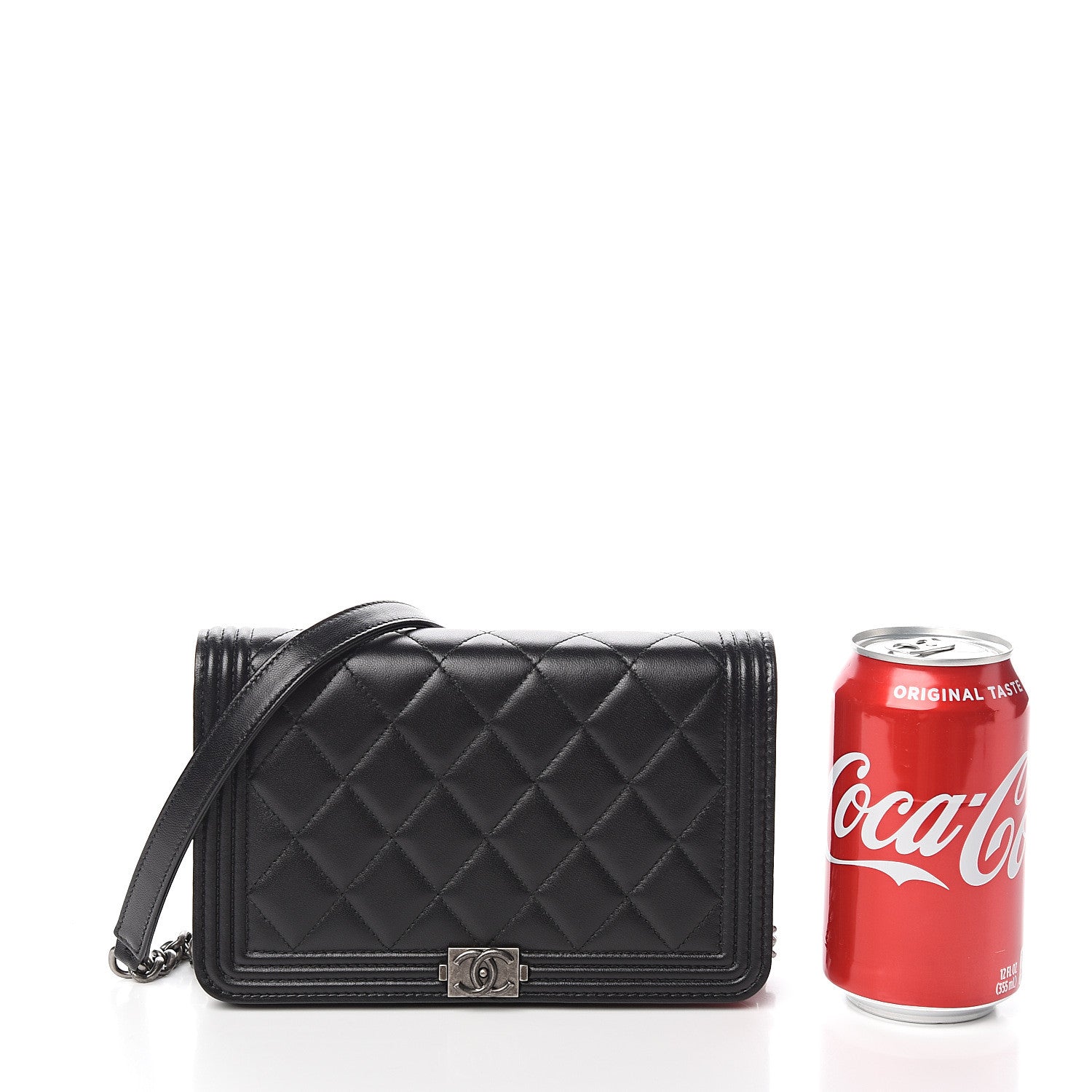 Chanel Lambskin Quilted Boy Wallet On Chain WOC Black 12 of 14