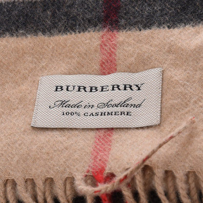 Burberry Cashmere Giant Check Fringe Scarf Camel 5 of 5
