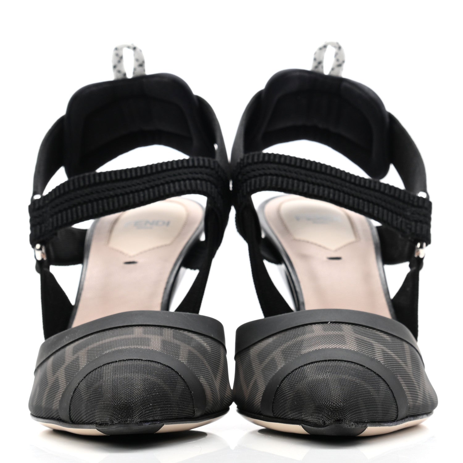 Fendi Technical Mesh FF Colibri 85mm Slingback Pumps 39 Black 3 of 17