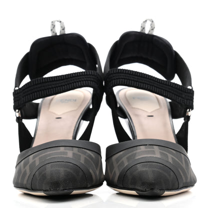 Fendi Technical Mesh FF Colibri 85mm Slingback Pumps 39 Black 3 of 17