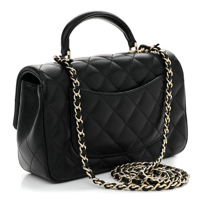 Chanel Lambskin Quilted Mini Top Handle Rectangular Flap Black 3 of 10