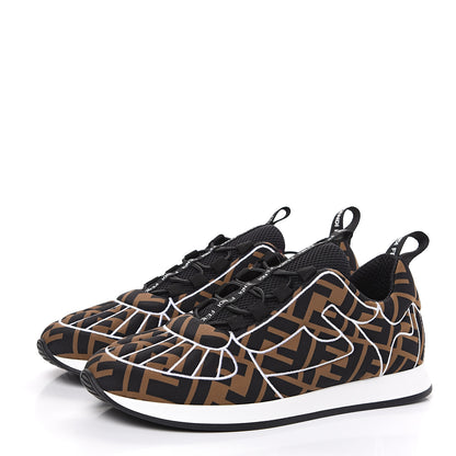 Fendi Stretch Fabric FFreedom Sneakers 36 Tobacco Black White 3 of 8