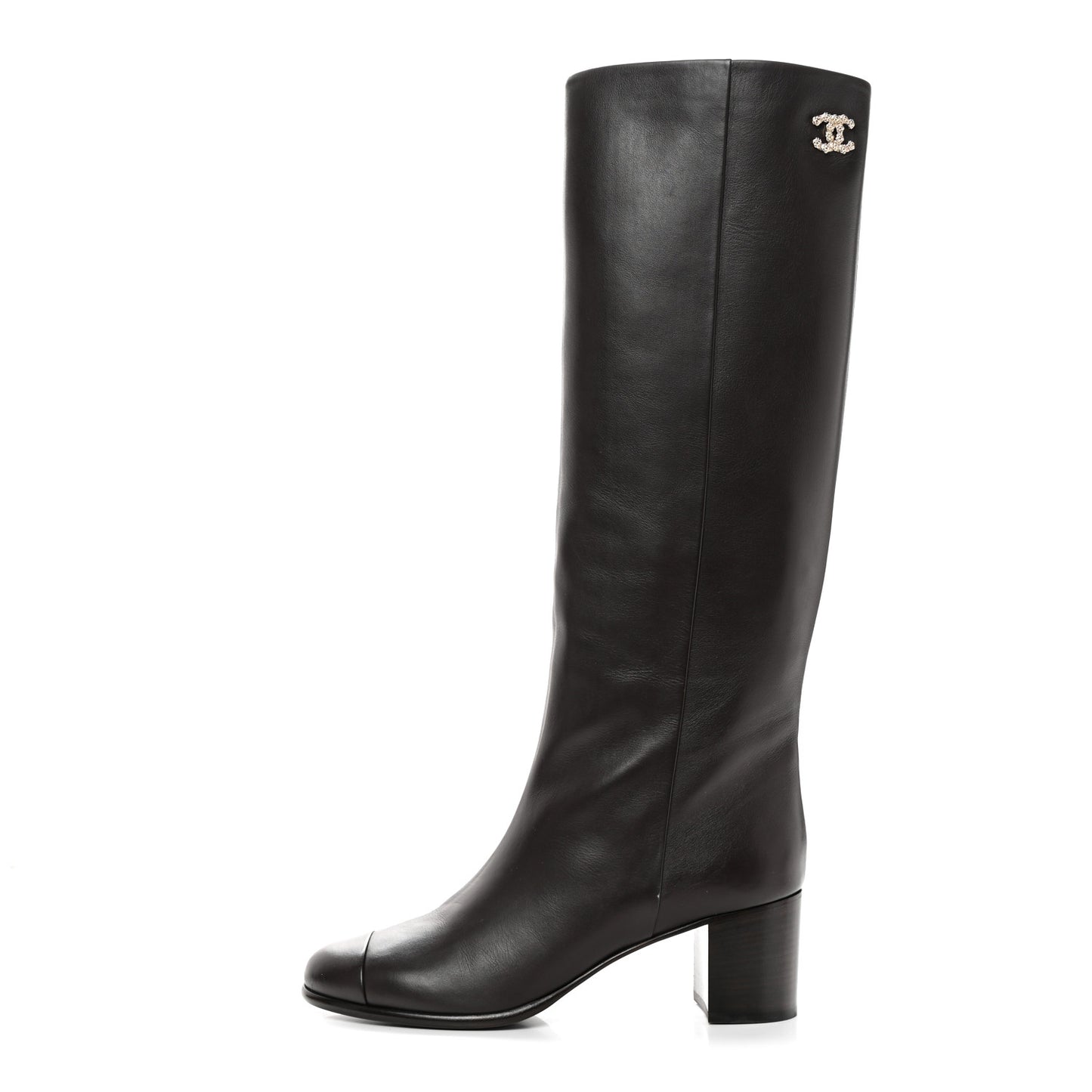 Calfskin CC High Boots 41 Brown