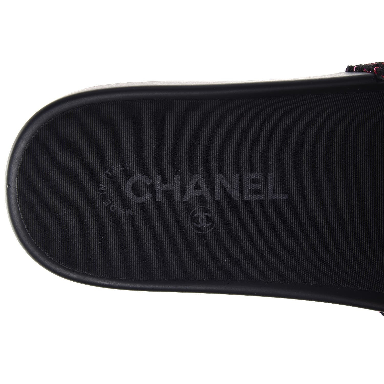 Chanel Tweed Grosgrain Camellia CC Flat Mules 36 Black Pink 8 of 10