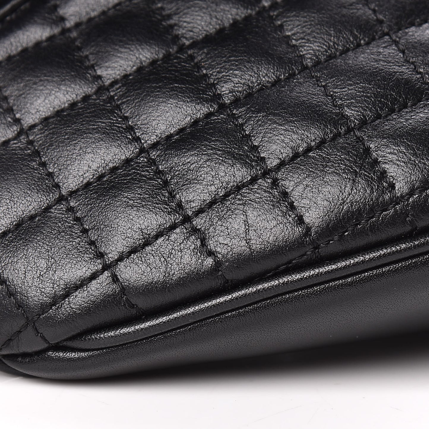 Calfskin Quilted C Charm Belt Bag Black