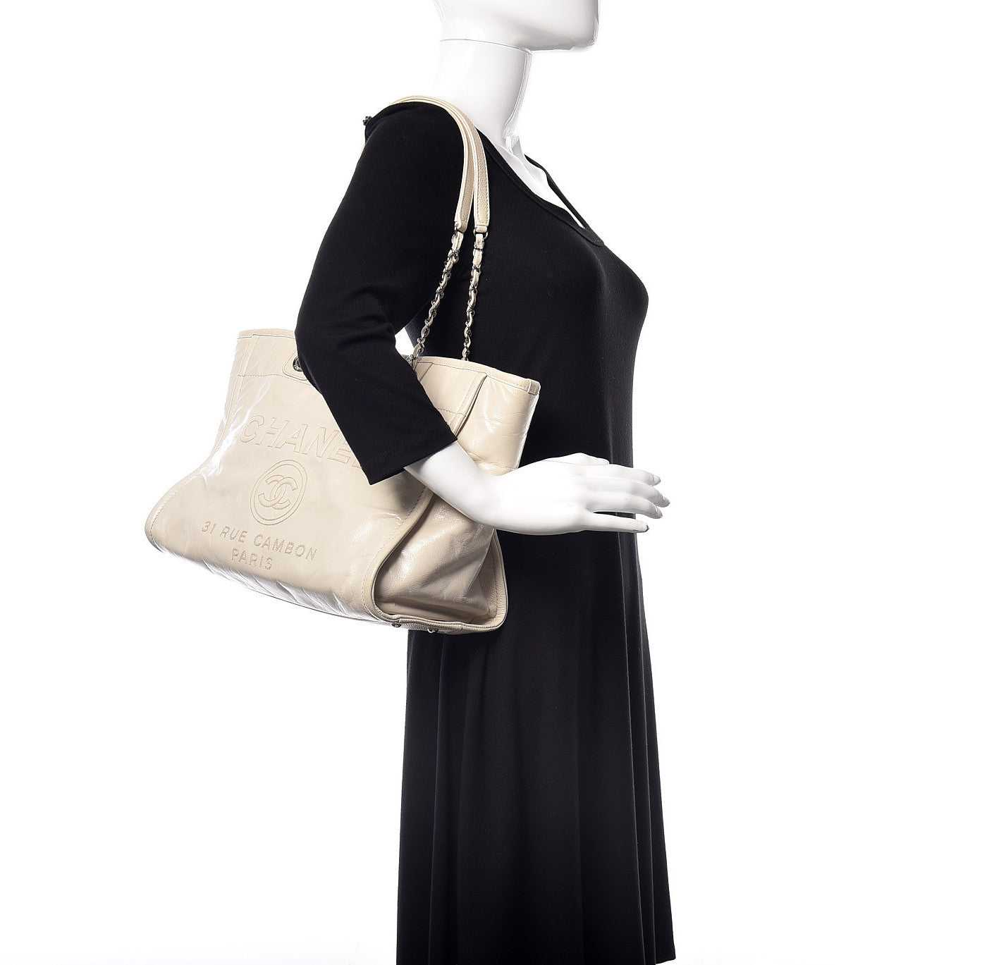 Chanel Glazed Calfskin Small Deauville Tote Ecru 2 of 12