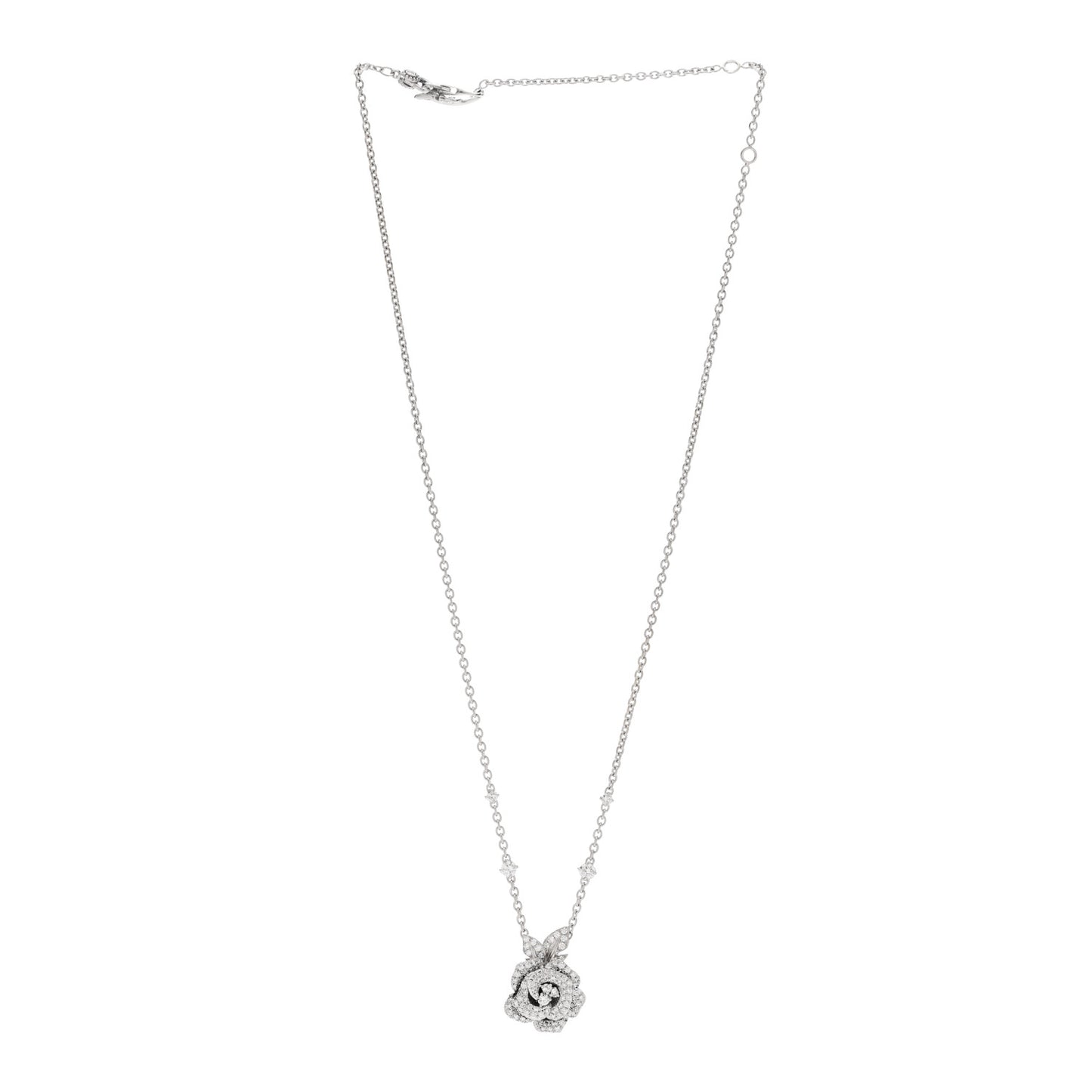 18K White Gold Diamond Medium Rose Dior Bagatelle Necklace