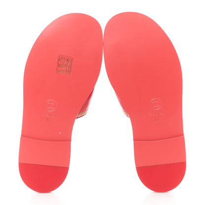 Chanel Calfskin Embroidered CC Sandal Mule 36 Red 5 of 8