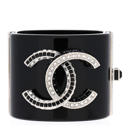 Chanel Resin Baguette Crystal CC Cuff Black 1 of 4