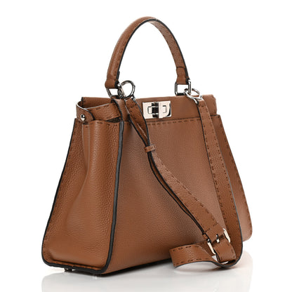 Fendi Cuoio Romano Selleria Bi-Color Medium Peekaboo Iconic Satchel Mou Deserto 3 of 13