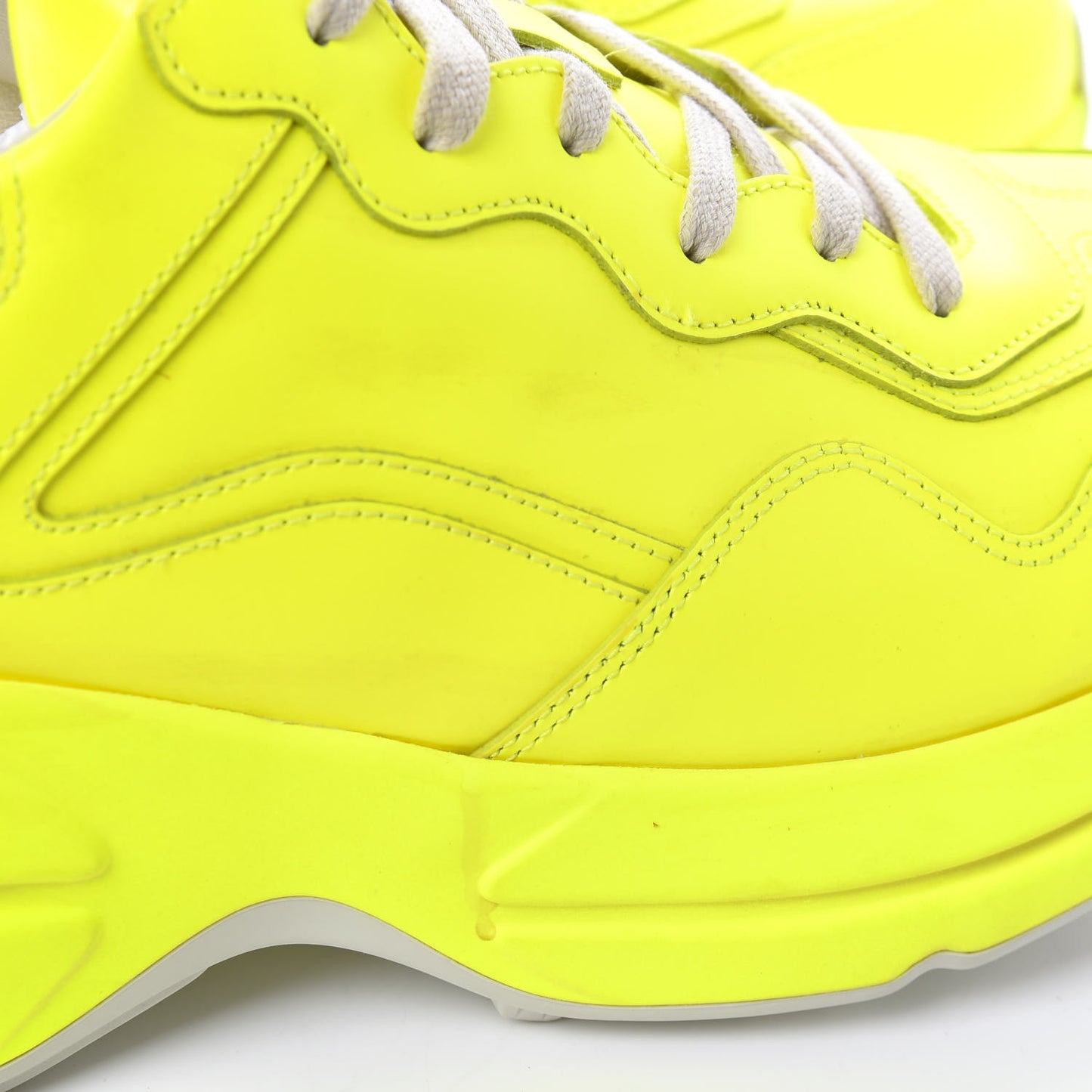 Calfskin Mens Rhyton Sneakers 10.5 Yellow Fluo