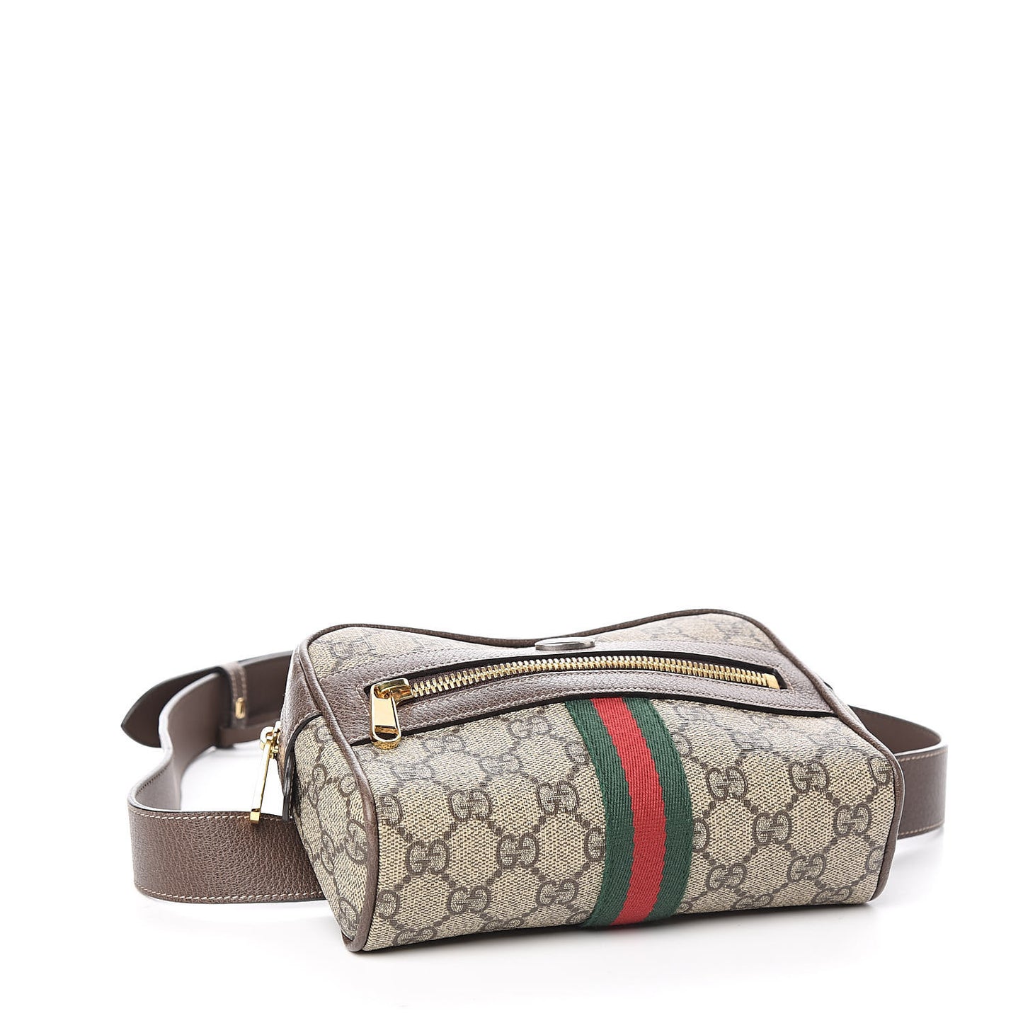 GG Supreme Monogram Web Small Ophidia Belt Bag 85 34 Dark Brown