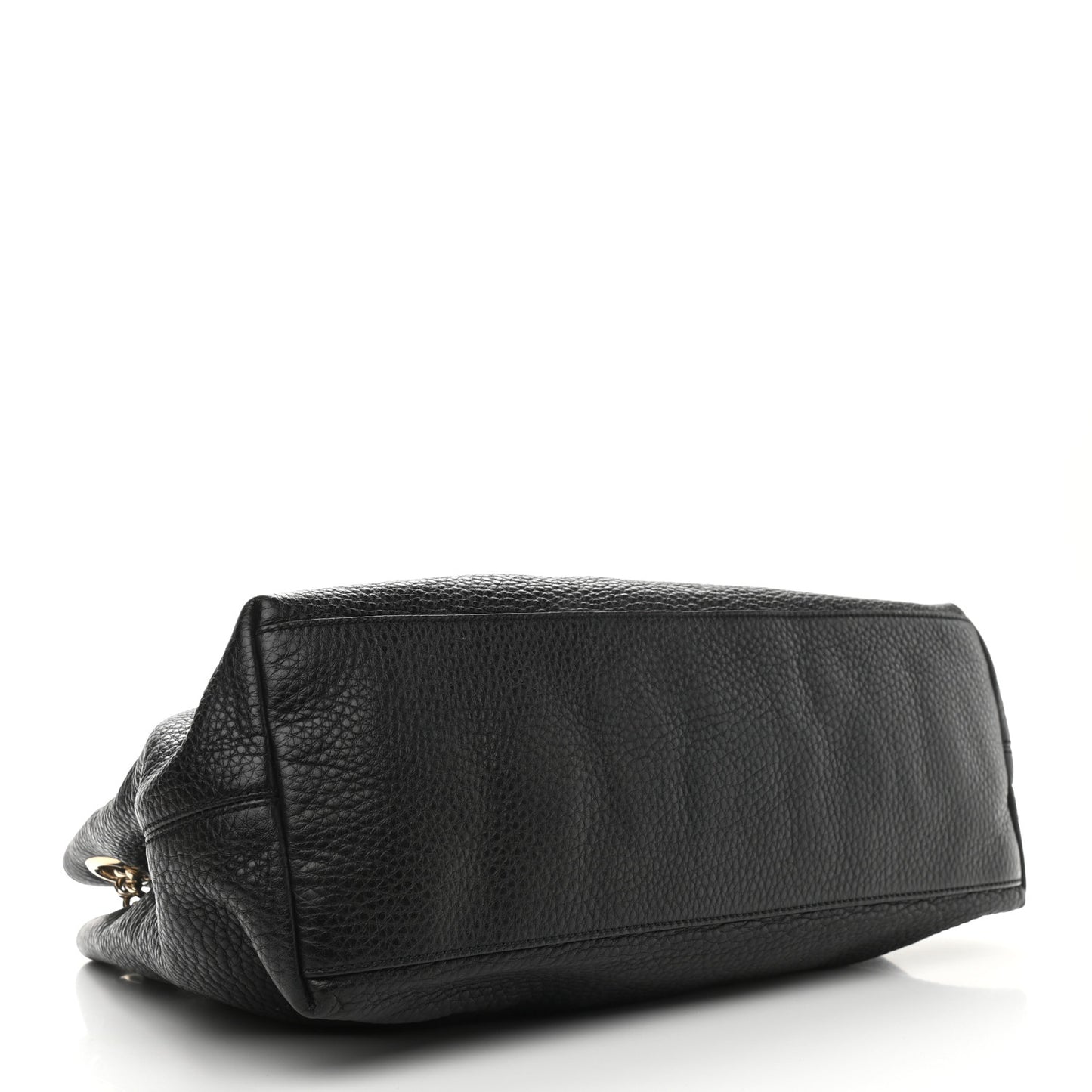 Pebbled Calfskin Medium Soho Chain Shoulder Bag Black
