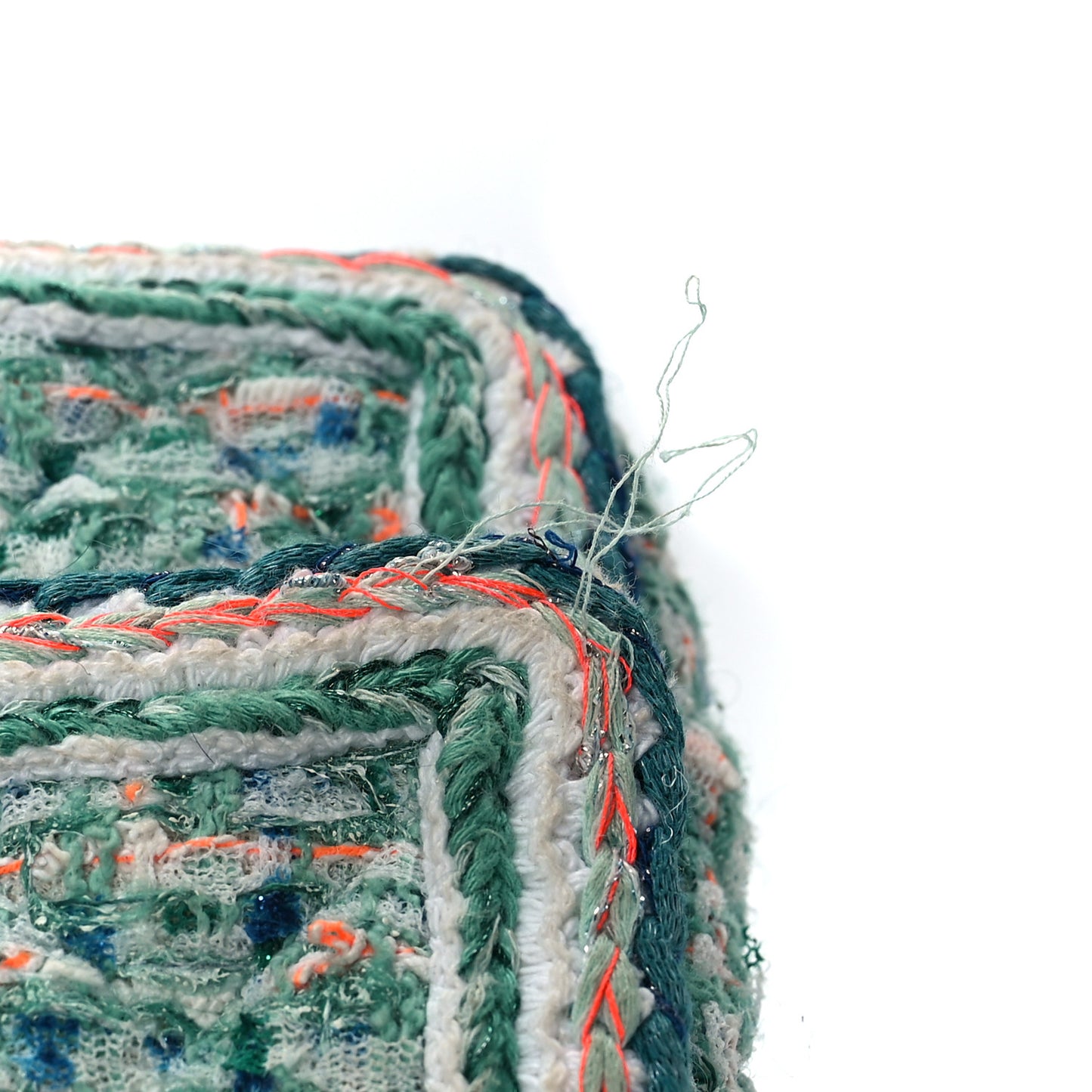 Tweed Quilted Mini Flap Green White Orange