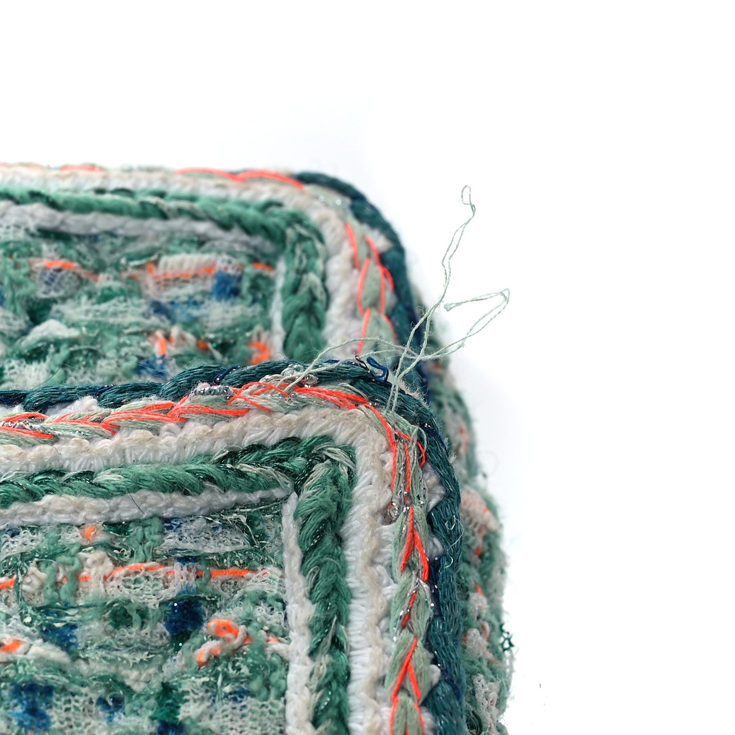 Chanel Tweed Quilted Mini Flap Green White Orange 11 of 11