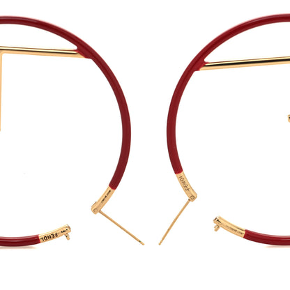 Fendi Metal Enamel Large F is Fendi Hoop Earrings Red Gold 3 of 5