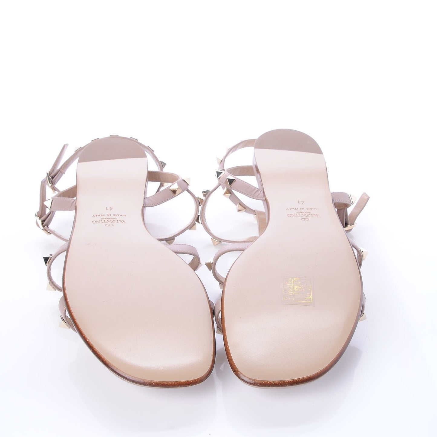 Nappa Rockstud Gladiator Flat Sandals 41 Poudre