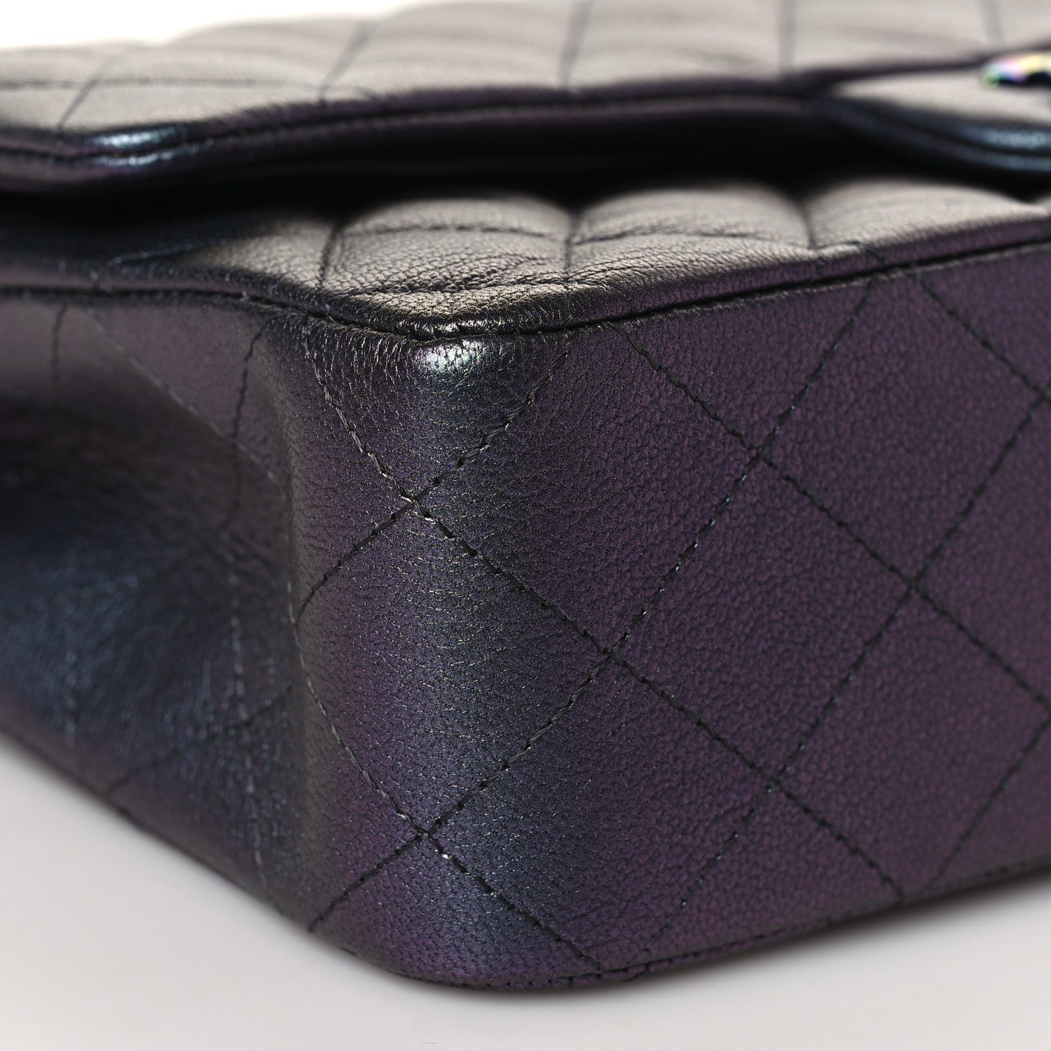 Chanel Iridescent Goatskin Quilted Medium Double Flap Purple 8 of 9