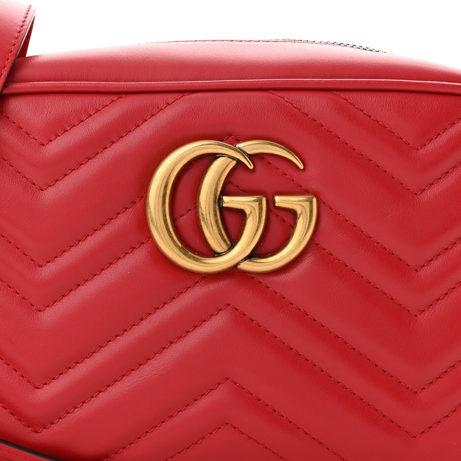 Gucci Calfskin Matelasse Small GG Marmont Chain Shoulder Bag Hibiscus Red 8 of 10