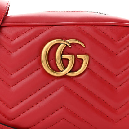 Gucci Calfskin Matelasse Small GG Marmont Chain Shoulder Bag Hibiscus Red 8 of 10